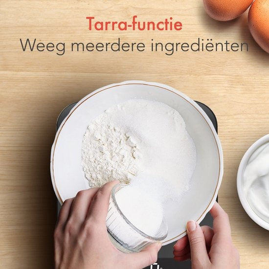 KitchenBrothers Küchenwaage - Küchenwaage - Digital - 1g bis 10kg - Batterien enthalten - Edelstahl/Gunmetal Schwarz