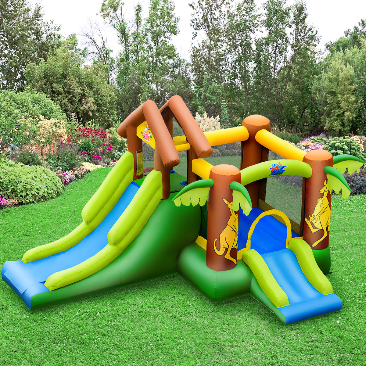 Coast Bouncy Castle aufblasbare Springburg mit 30 Bällen federnde Sperre mit Slideshow Schloss für Kinder 390 x 340 x 230 cm