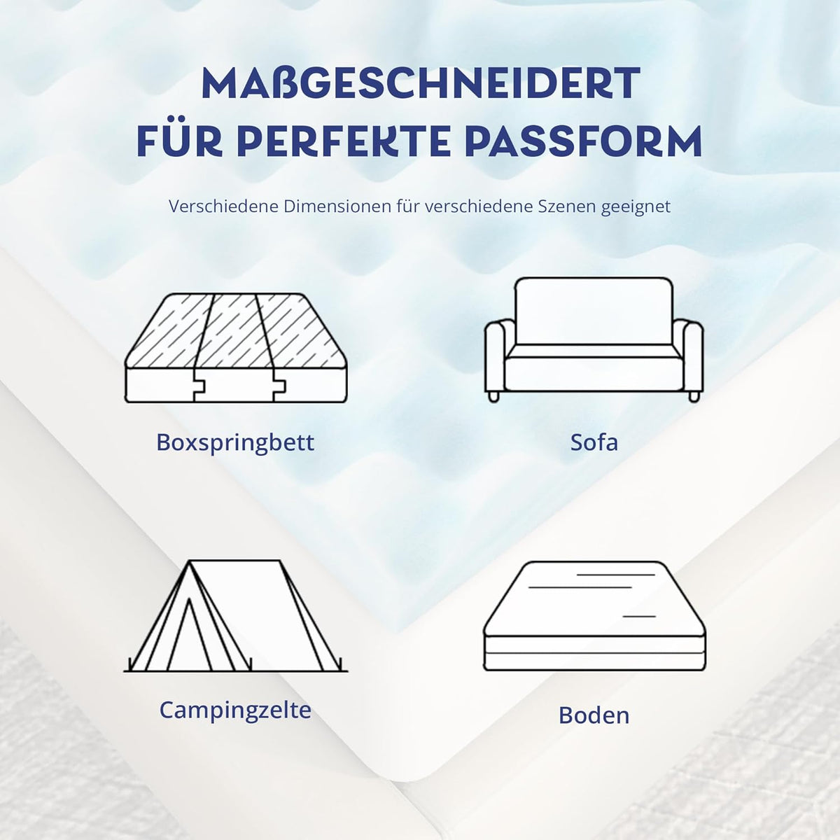 EGO HOME Matratzenauflage 180 x 200 cm – 5 cm hoch – 7-Zonen-Matratzenauflage aus Schaumstoff – CertiPUR-EU-zertifiziert