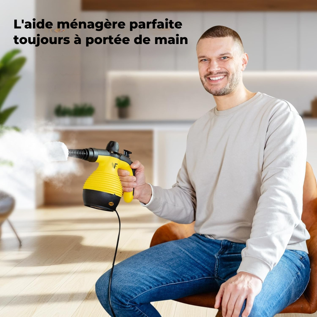 Neighbour's Friend Manueller Dampfreiniger - Mit Dampfregulierung - Inklusive Zubehör - 350ml Tank - Gelb