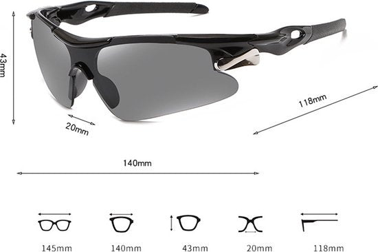 GarpexÂ¬Ã† Radsportbrille - Sportbrille - Polaroid Sonnenbrille - Sonnenbrille - Rennrad - Mountainbike - Motorrad - Schwarzer Rahmen, graue Gläser