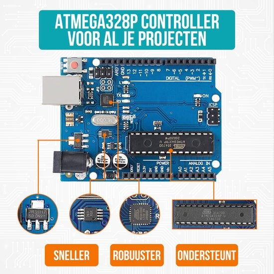 Strex Starter Kit geeignet für Arduino - ATmega328P - 244 Teile - In Plastik Aufbewahrungsbox
