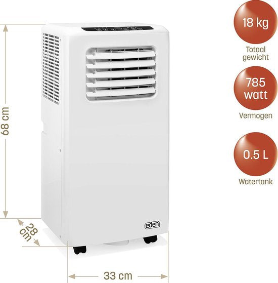 Mobile Klimaanlage – Eden ED-7007 Klimaanlage mit Fernbedienung – 7000 BTU – Energieeffizienzklasse A - Für Räume bis zu 60 m³ - Temperatureinstellung von 16 °C bis 31 °C - Leistungsstarke Klimaanlage, Ventilator und Luftentfeuchter in einem + Kostenloses