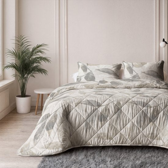 Sleeptime® 2-in-1-Bettdecke ohne Bezug „Misty“ – waschbare Bettdecke – 200 x 220 – Beige/Grau