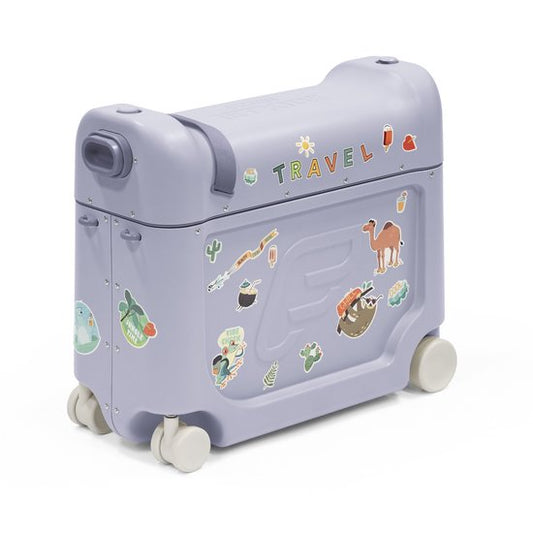 Stokke JetKids BedBox, Arctic Blue – Koffer mit Rollen für Kinder von 2 bis 7 Jahren (bis 35 kg) – Lässt sich in ein Bett umbauen – Mit Matratze, dekorativen Aufklebern und verstellbarem Tragegurt
