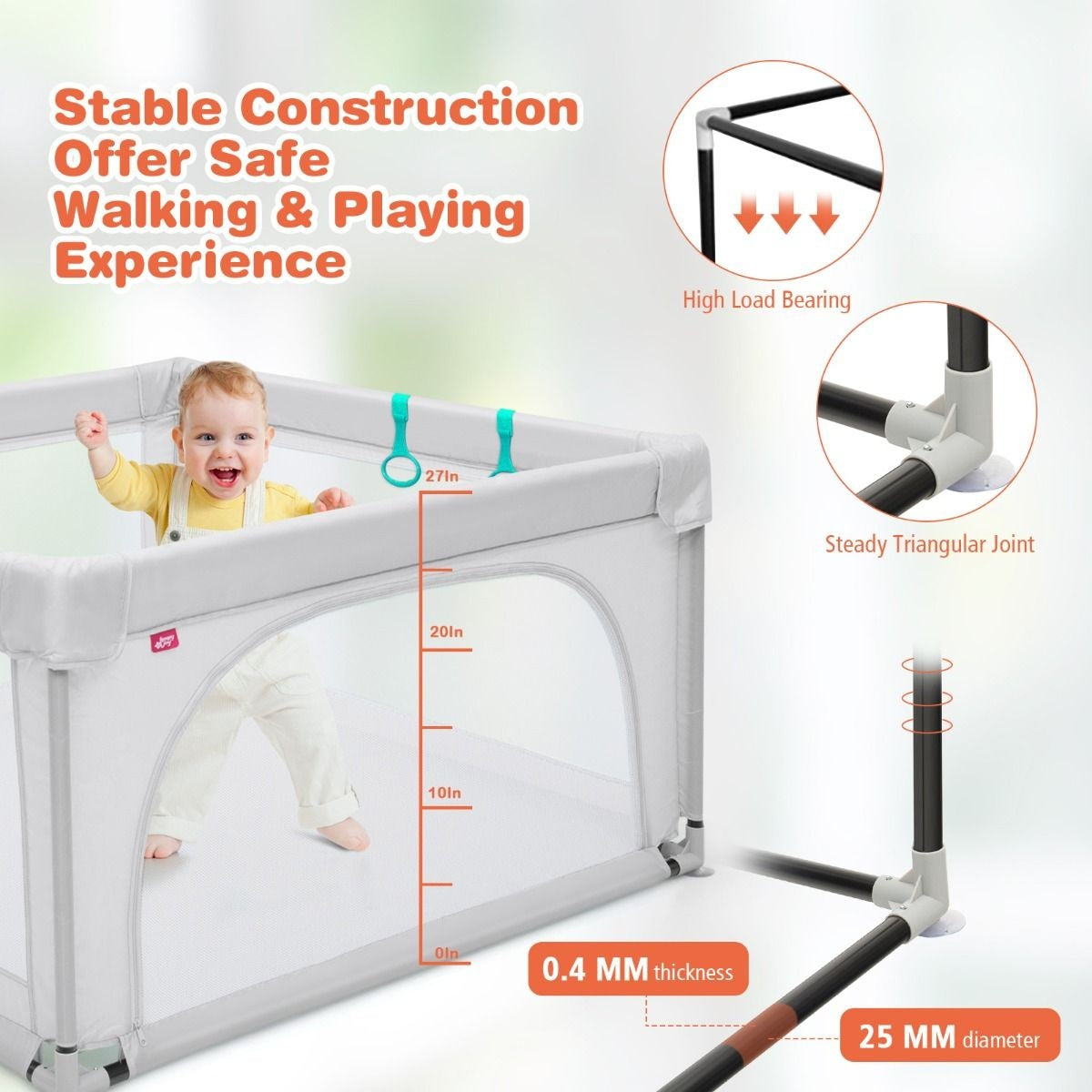 Baby Laufgitter Großes Laufgitter für Kleinkinder mit 50 Spielbällen 120 x 120 x 68 cm Grau
