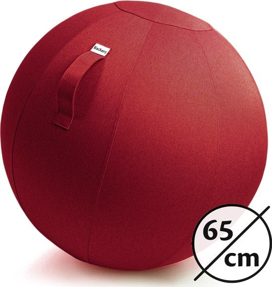 Bckz Sitzball Büro und Zuhause 65 CM - Luxus-Yoga-Ball - Sitzball mit Hülse - Ergonomischer Bürostuhl-Ball - Leinen Rot