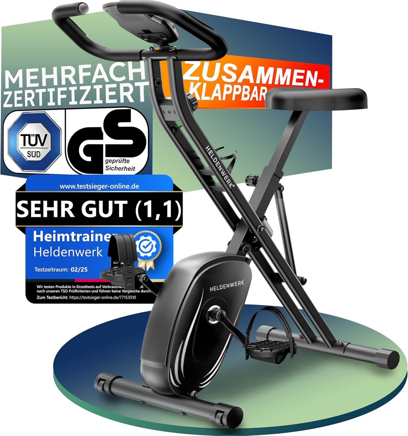 Heroic Work Heimtrainer - faltbar - belastbar bis zu 150KG - Schwarz