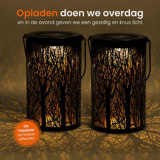 Goliving Solar Tischleuchte Oasis - Außenleuchte - 2 Stück - Außenlaterne - Solar Gartenleuchte - LED Außenleuchte - Pendelleuchte - 20 cm - Metall - Bronze