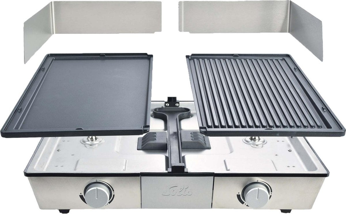 Solis Deli Grill 7951 - Fettablauf mit Auffangschale - 2.200 Watt - Edelstahl - Silber/Schwarz