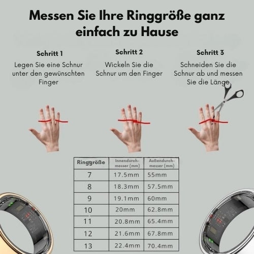 Focus - S1 Smart Ring - Herzfrequenz - Menstruationszyklus - Schlafüberwachung - IP68 Wasserdicht - Wearables - Größe 9 - Silber