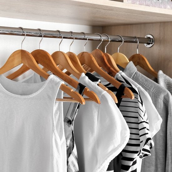 LifeGoods Kleiderbügel - Mit Hosenstange - Hartholz - Natürlich - 30 Stück