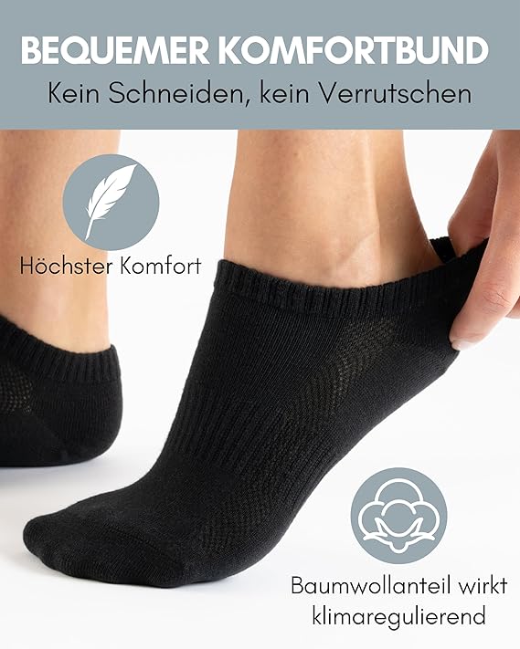 Heroism 10 Paar Premium-Trainersocken Damen & Herren - Kurze Unisex-Socken aus gekämmter Baumwolle - Bequemer Bund, keine kneifenden Nähte - Größe 39-42