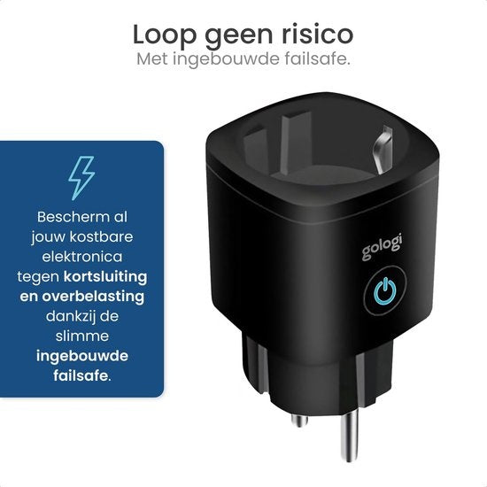 Gologi Outdoor Smart Plug - Smart Plug - IP44 - Zeitschaltuhr & Energiezähler - WIFI - Google Home & Amazon Alexa - Schwarz