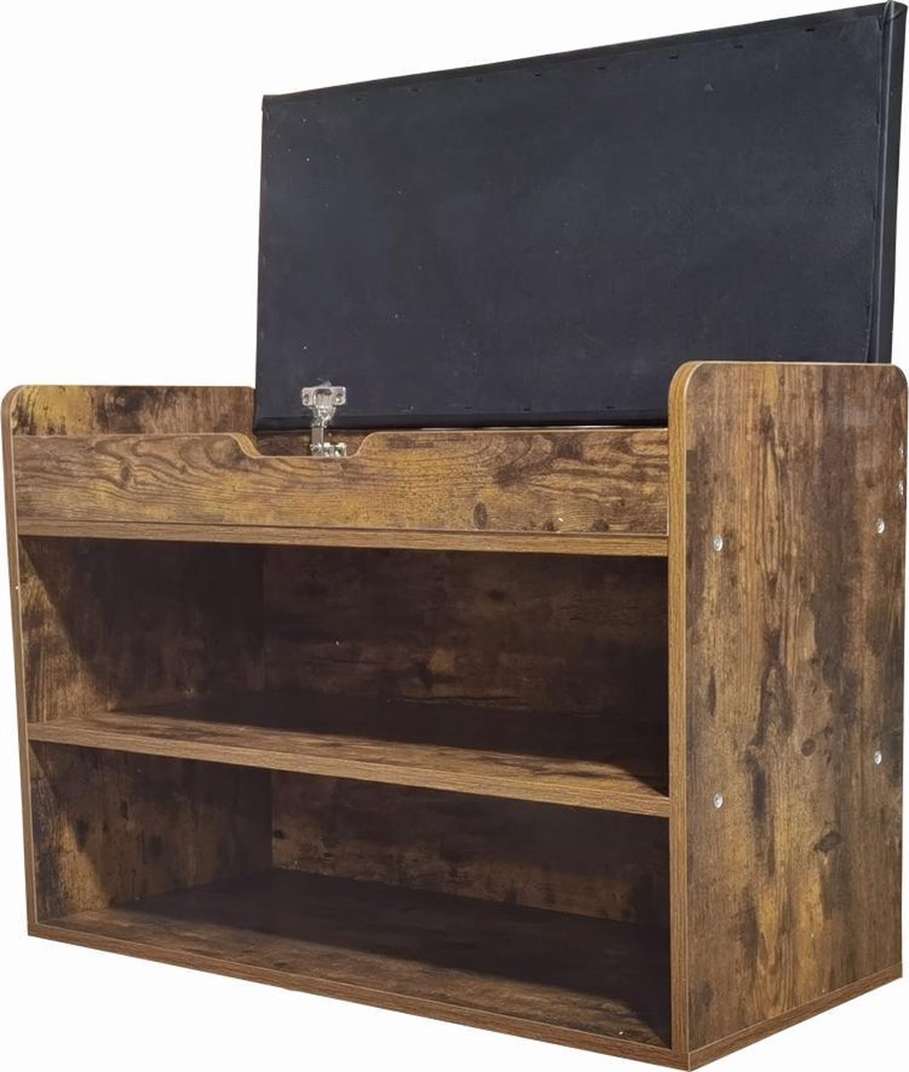 VDD-Schuhschrank mit Sitz - 2 offene Fächer - 35 x 80 x 55 cm - Vintage Brown