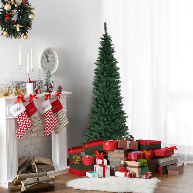 Coast Weihnachtsbaum Pencil Slim - 210 cm & 700 Spitzen - mit Metallständer und realistischen Zweigen - für drinnen und draußen - grünes PVC und Metall
