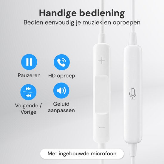 Nuvance Kopfhörer mit Kabel – Kompatibel mit Lightning – In-Ear-Kopfhörer mit Kabel – Kopfhörer mit Kabel und Mikrofon – Weiß