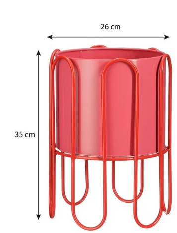 Mica Decorations Dione Blumentopf auf Ständer – Rosa/Rot – H 35 x Ø 25,5 cm