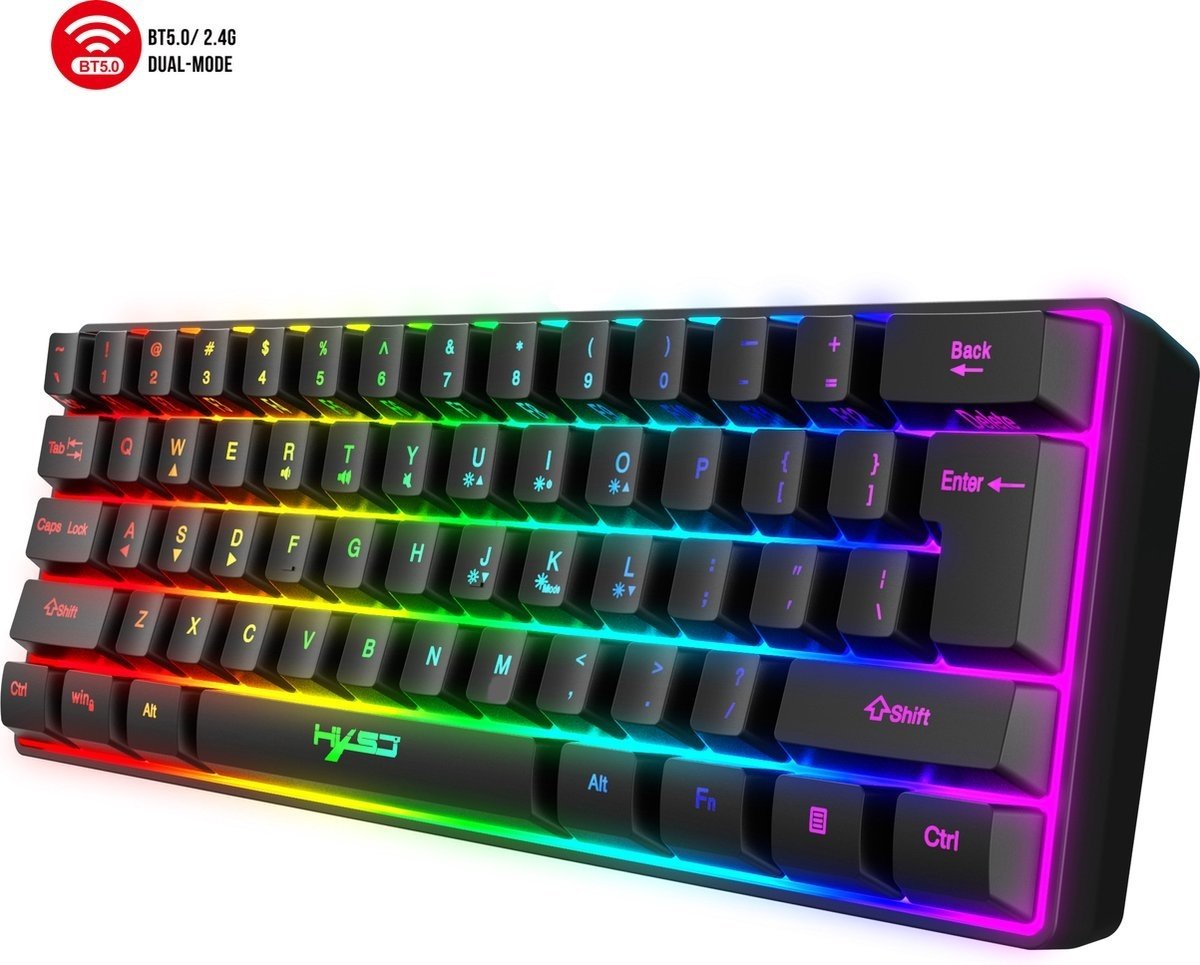HXSJ L500 RGB Membran Wireless Gaming-Tastatur - Dual-Modus (Bluetooth / 2.4G) - 61Tasten - Qwerty