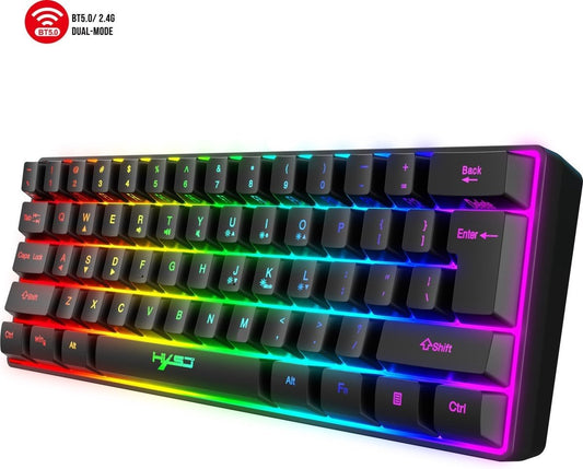 HXSJ L500 RGB Membran Wireless Gaming-Tastatur - Dual-Modus (Bluetooth / 2.4G) - 61Tasten - Qwerty
