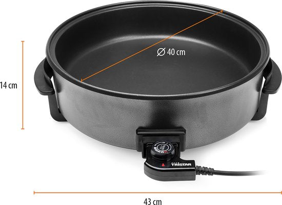 Tristar Elektrische Bratpfanne 1500 W – PZ-9145 – Ø 40 cm, Deckel – Maximale Temperatur 250 °C