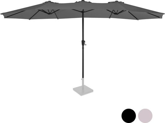 VONROC Premium Doppelter Sonnenschirm Iseo - 460x270cm - UV-beständiges Tuch - Inkl. Schutzhülle - Grau