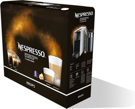 Krups Nespresso Essenza Mini XN1118 – Kaffeekapselmaschine – Schwarz – Mit Milchaufschäumer – Kompakt – Für Nespresso-Kapseln