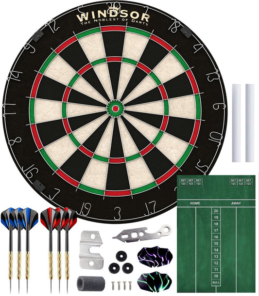 WINDSOR Dartscheibe - mit Darts & Zubehör - Sisal - Dartscheibe - Ritter 3