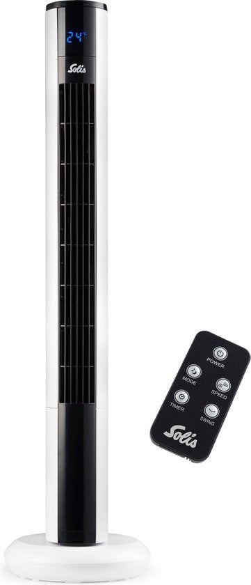 Solis Easy Breezy 757 Turmventilator - Ferngesteuerter Standventilator - Timerfunktion - 44,8 dB - 91 cm hoch - Weiß