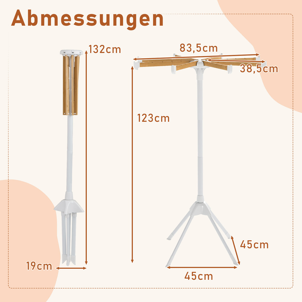 Coast – zusammenklappbarer Wäscheständer mit 8 Bambusstangen