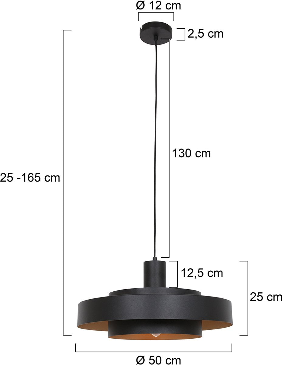 Anne Lighting Hängeleuchte Flinter - Ø50 cm - Metall - E27 - Schwarz
