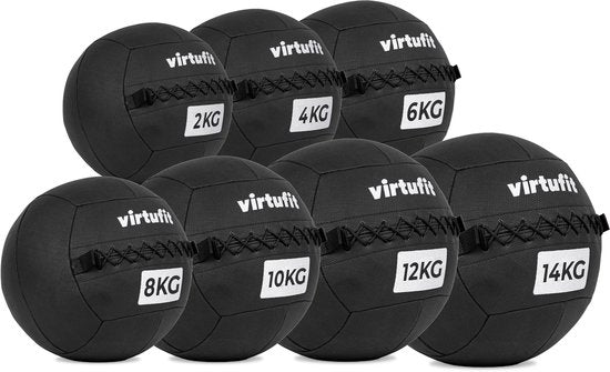 VirtuFit Wall Ball Pro – 7 kg – Fitness – Hyrox Training – Schwarz – Medizinball – Kraftball – Trainingsball – Wall Ball – Medizinball