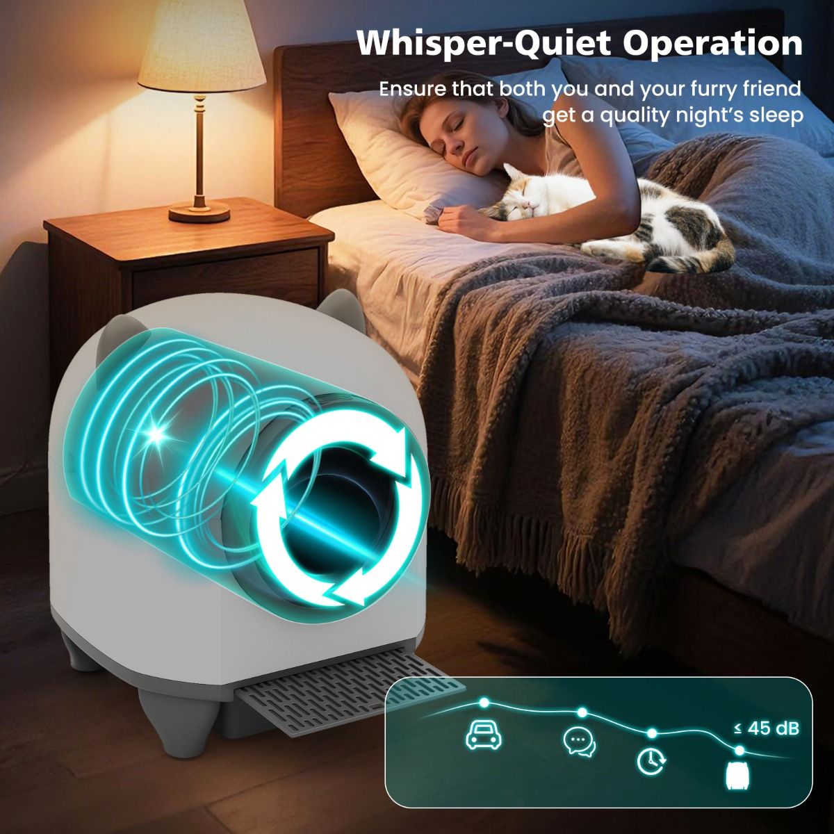 Coast Selbstreinigende Katzentoilette – automatische Katzentoilette mit App-Steuerung – flüsterleise – 80 Liter – weiß