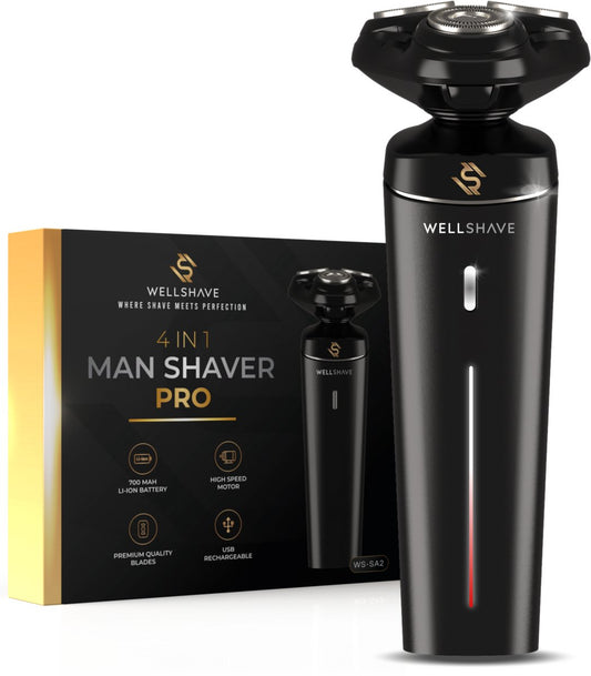 Wellshave 4 in 1 Rasierer für Männer - Mit Trimmer & Nasentrimmer - Nass und trocken - Schwarz