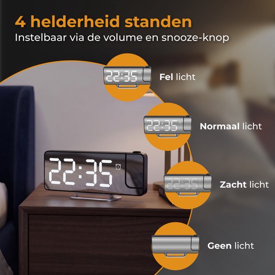 Nuvance Digitaler Wecker mit Projektion – Digitale Uhr für das Schlafzimmer – Schlummerfunktion – Digitale Wecker – Wecker