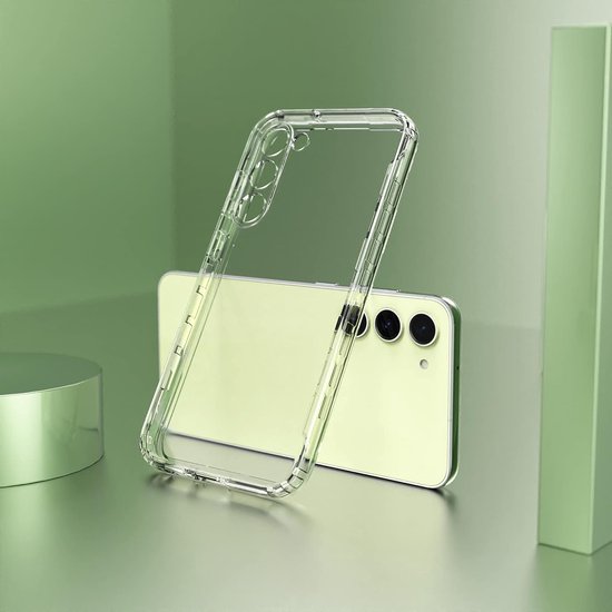 Podec 2-in-1 Case mit Displayschutzfolie geeignet für Samsung Galaxy S23 Transparentes Handy Case - Anti-Schock Case Cover