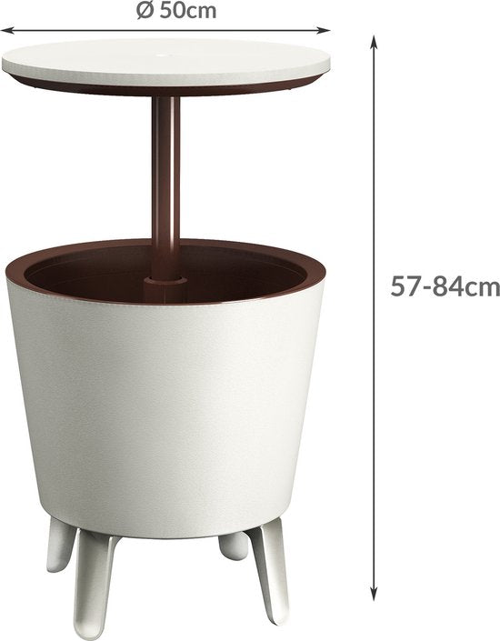 Keter Beistelltisch Getränkekühler coolbar cocktail Tisch 50x57-85cm 30L weiß-braun