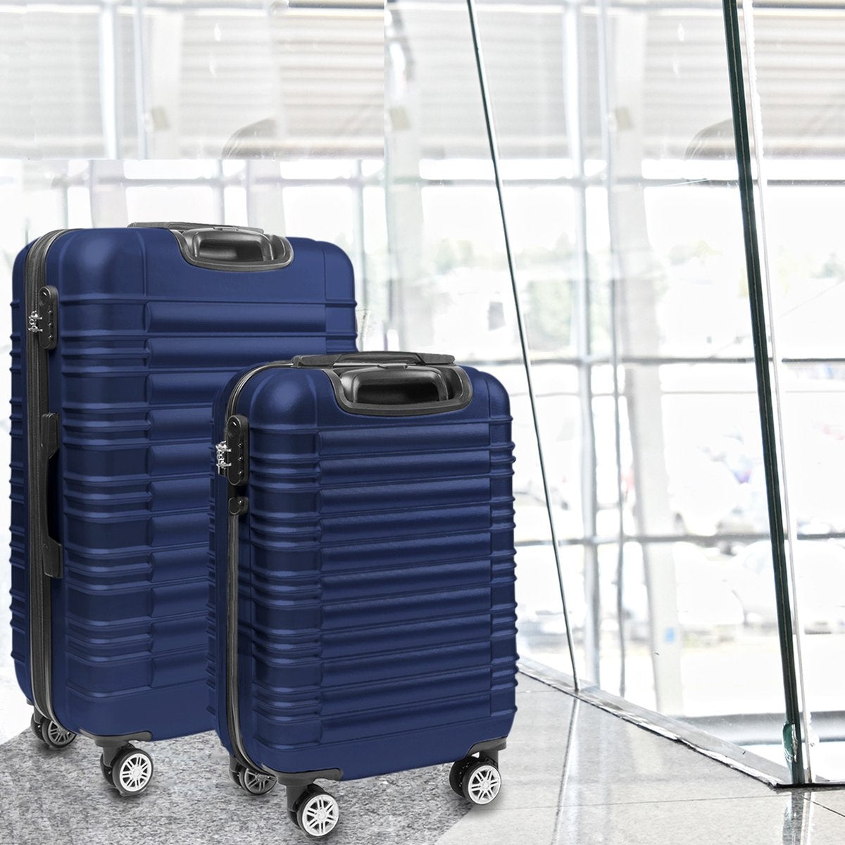 TRVLMORE - Kofferset - 2 Stück - 38L (Handgepäck) + 110L - Dunkelblau