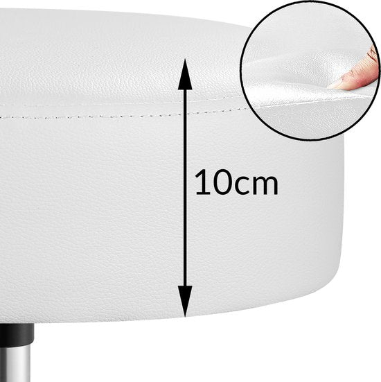 Rollhocker - Höhenverstellbar 360°C drehbar - 51-65cm Sitzhöhe Weiß