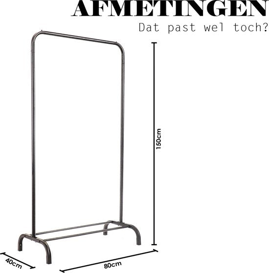 Housevitamin Schwarzer Kleiderständer – Tragkraft bis zu 30 kg – 80 x 40 x 150 cm