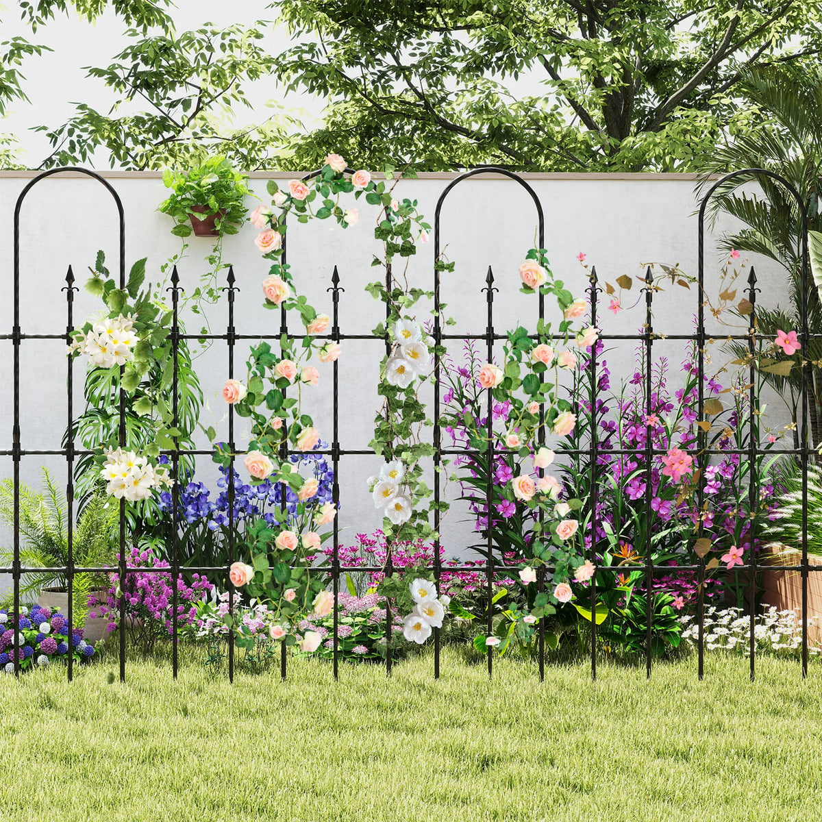 Coast Pflanzenregal für Kletterpflanzen und Rosen - 146 x 186 cm - Schwarzes Metall-Gartenregal für Blumen, Gemüse und Kletterpflanzen