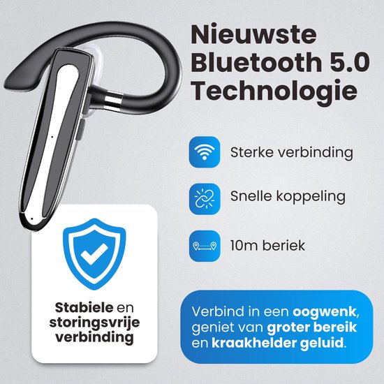 Otiume Wireless Headset PRO - Geräuschunterdrückung - inkl. Ladekoffer - Bluetooth 5.3 - Bluetooth Headset - Freisprecheinrichtung Auto - Ohrhörer Wireless mit Mikrofon