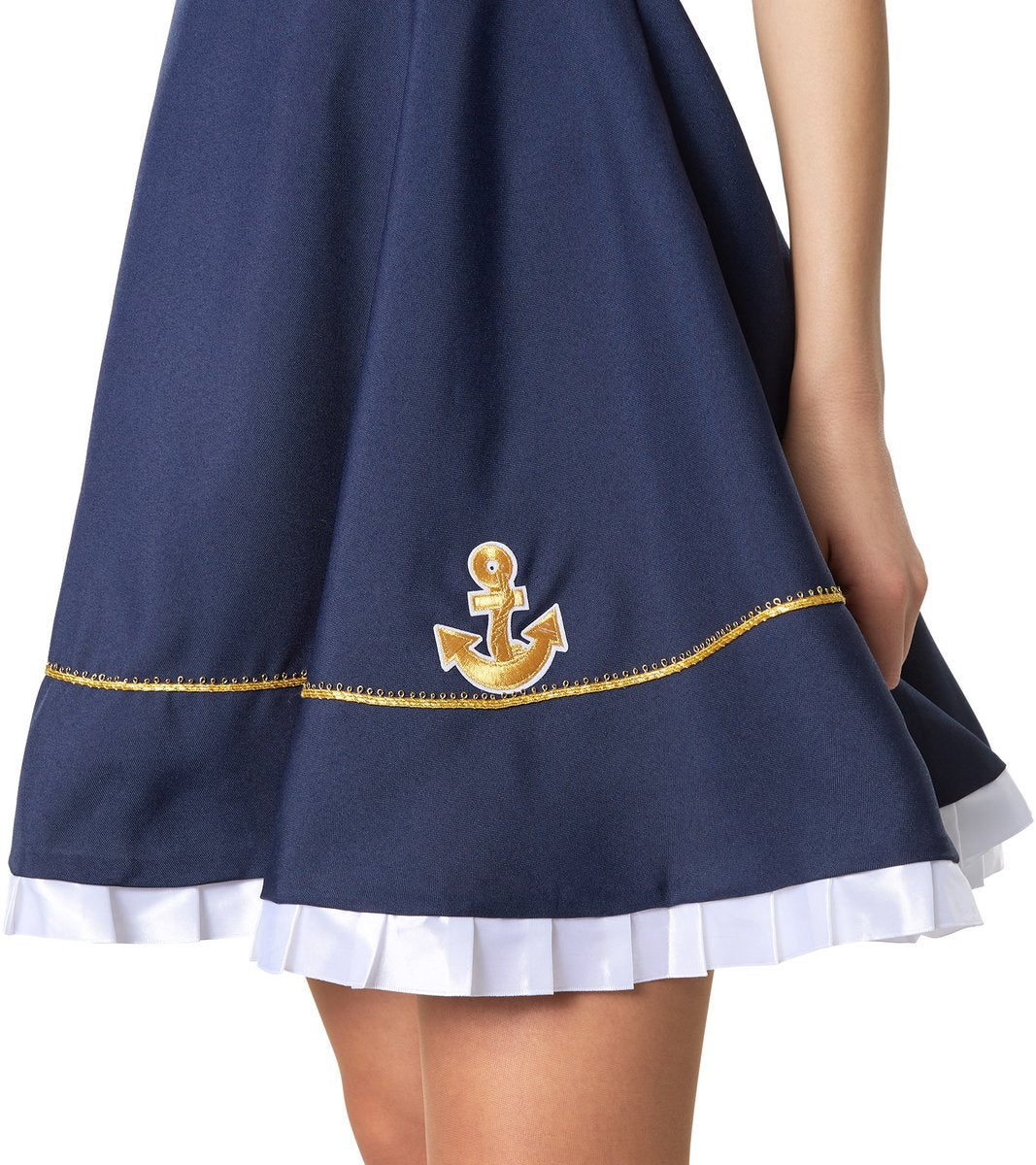 Dressforfun - Damenkostüm Schlossherrin - Langes Kleid aus Satin & Samt mit Goldstickerei und Kopfschmuck - Größe M