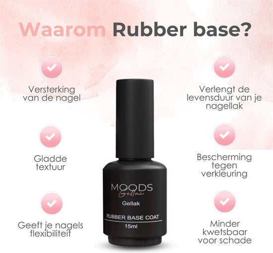 Moods Gellac - Rubber Base Coat - Nagellak - Gellak Starterspakket - Nagels - Gellak Set - 15 ML