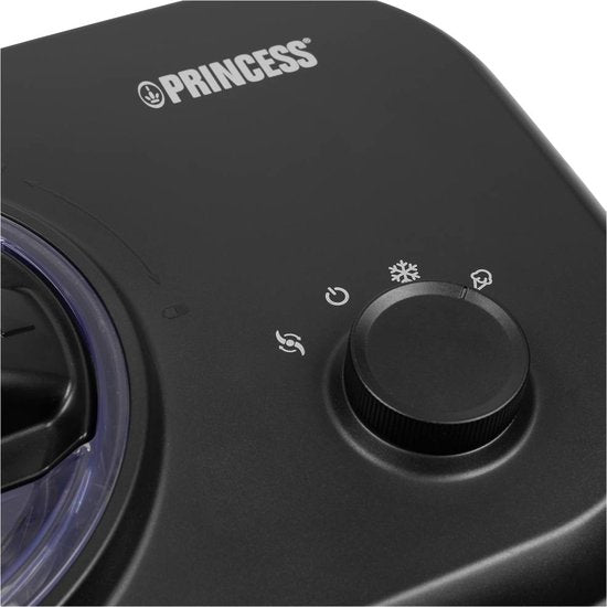 Princess 282608 – Eismaschine mit Kompressor – Mit eigenem Gefrierfach – 1 Liter – Schwarz/Grau