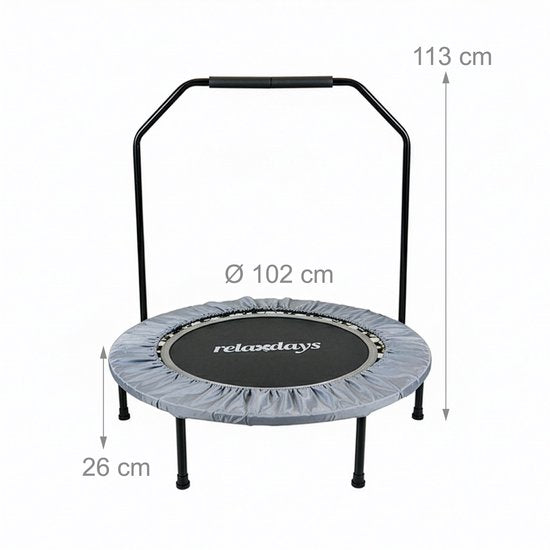 Fitness-Trampolin – Ø 102 cm – zusammenklappbar – grau