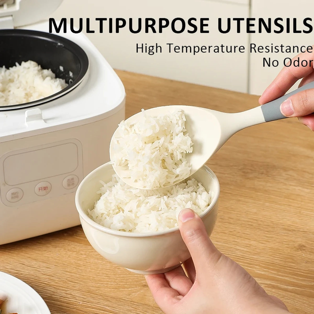 Maxcook 6-teiliges Küchenutensilien-Set – Silikon – Weiß und Grau – MCCU1303