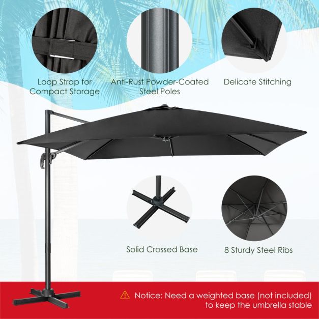 Coast Floating Parasol Schwarz - 300 x 300 cm - 360° dreh- und schwenkbar