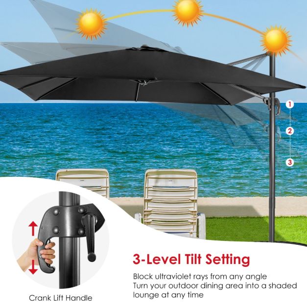 Coast Floating Parasol Schwarz - 300 x 300 cm - 360° dreh- und schwenkbar