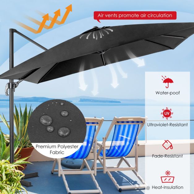 Coast Floating Parasol Schwarz - 300 x 300 cm - 360° dreh- und schwenkbar